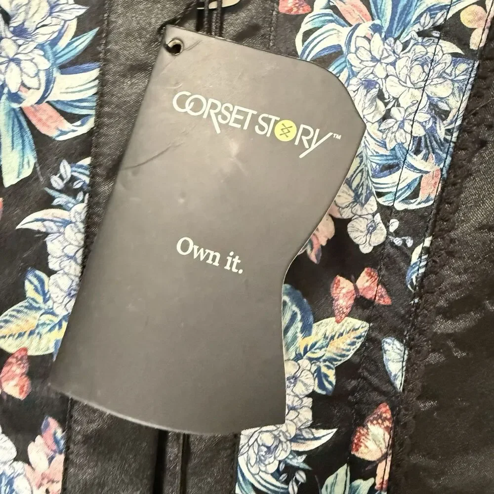 Corset Story Elegant Overbust Corset Top Floral Chiffon Sleeves US 16 NEW 36'' - Picture 14 of 15